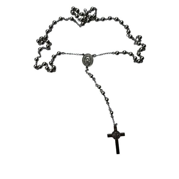 Silver Rosary Necklace Virgin Mary - Picture 2 of 5